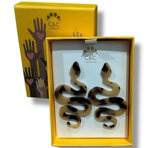 C&C California Tortoise Shell Brown Snake Earrings Pierced